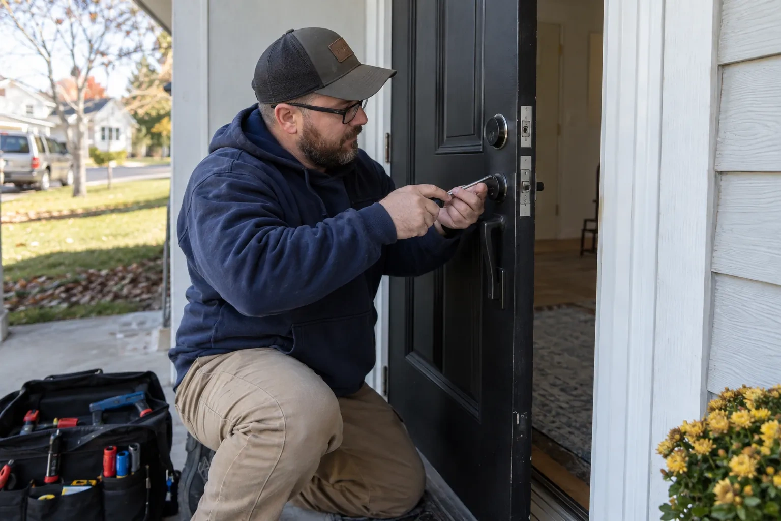 Illustrative locksmith scene; not an actual job — Humberstone