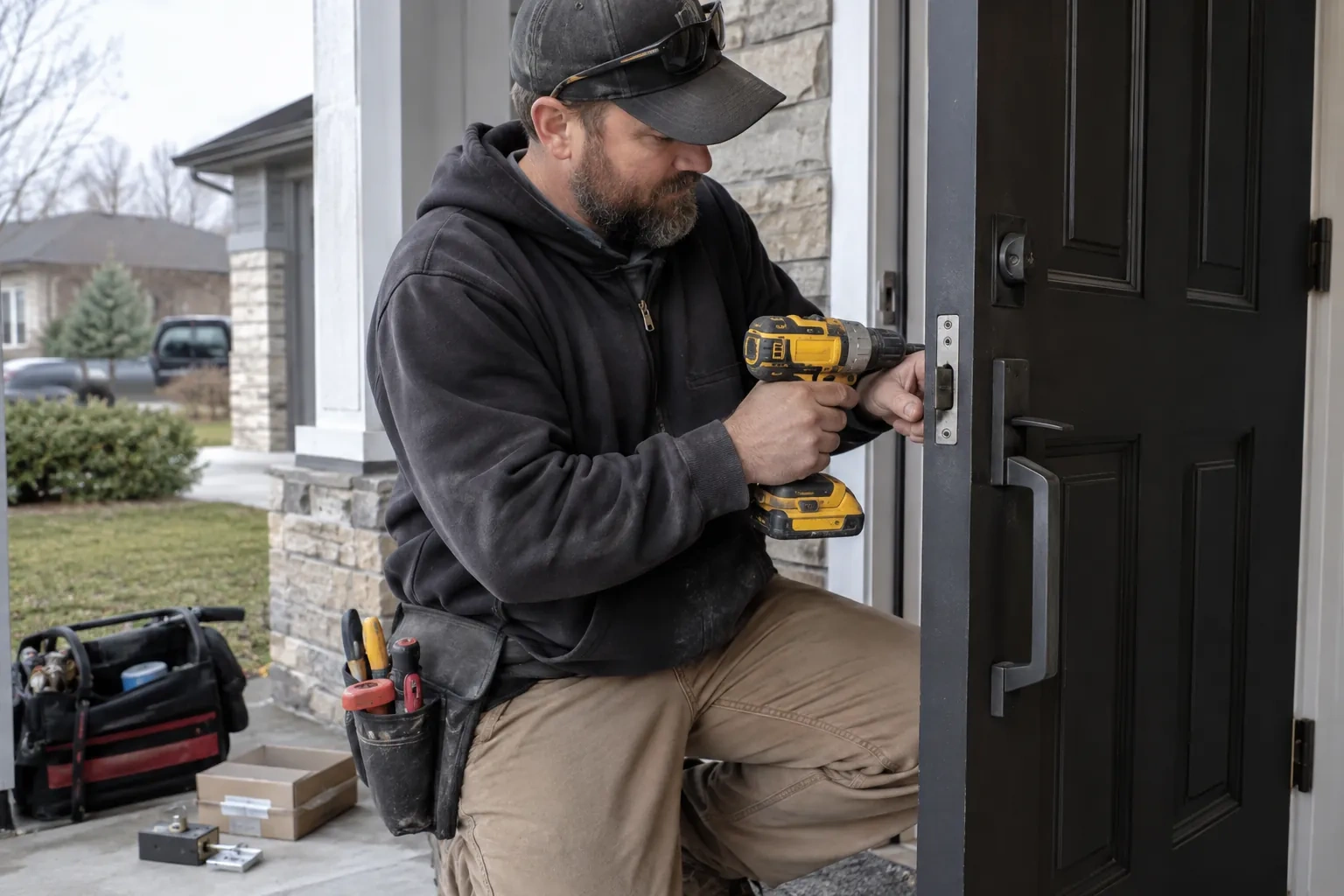Illustrative locksmith scene; not an actual job